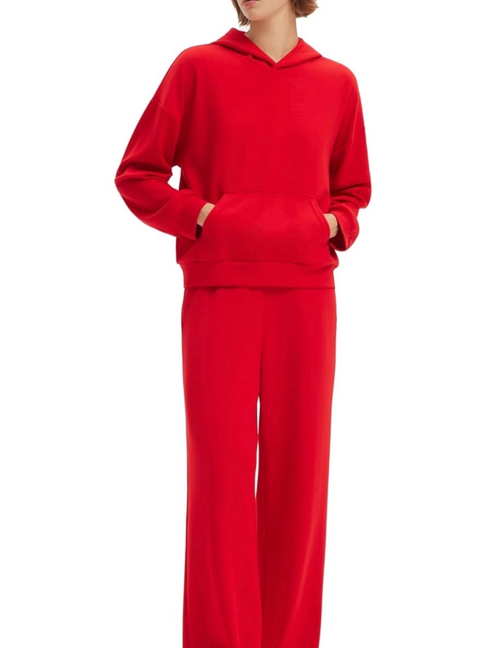 Women's Red Hoodie & Wide-Leg Knit Pants Set - Small US 4-6
